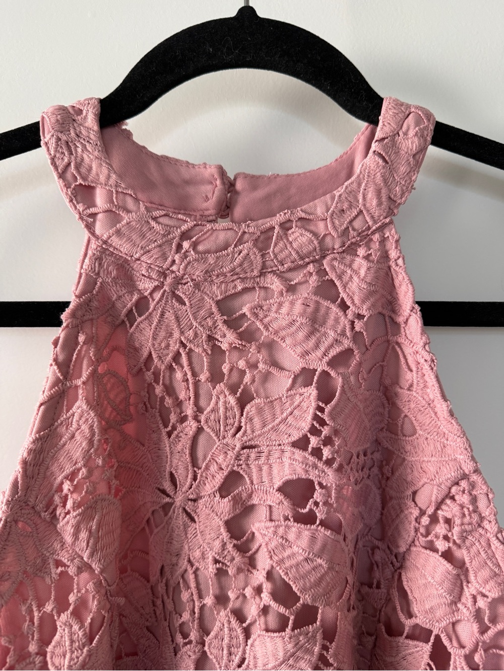 JJs House Pink Lace Halter Bridesmaid Dress